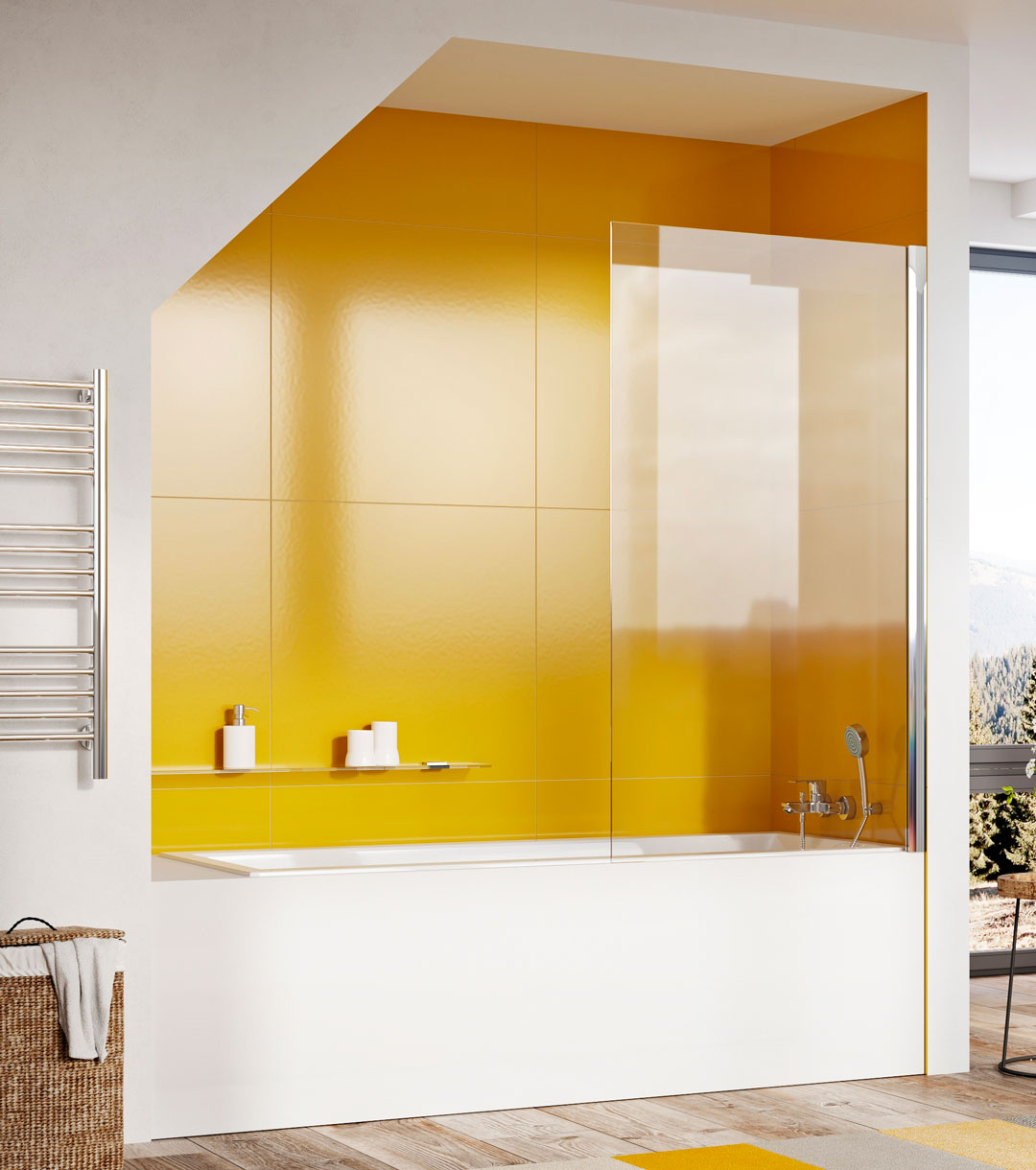 Niche-baignoire-jaune