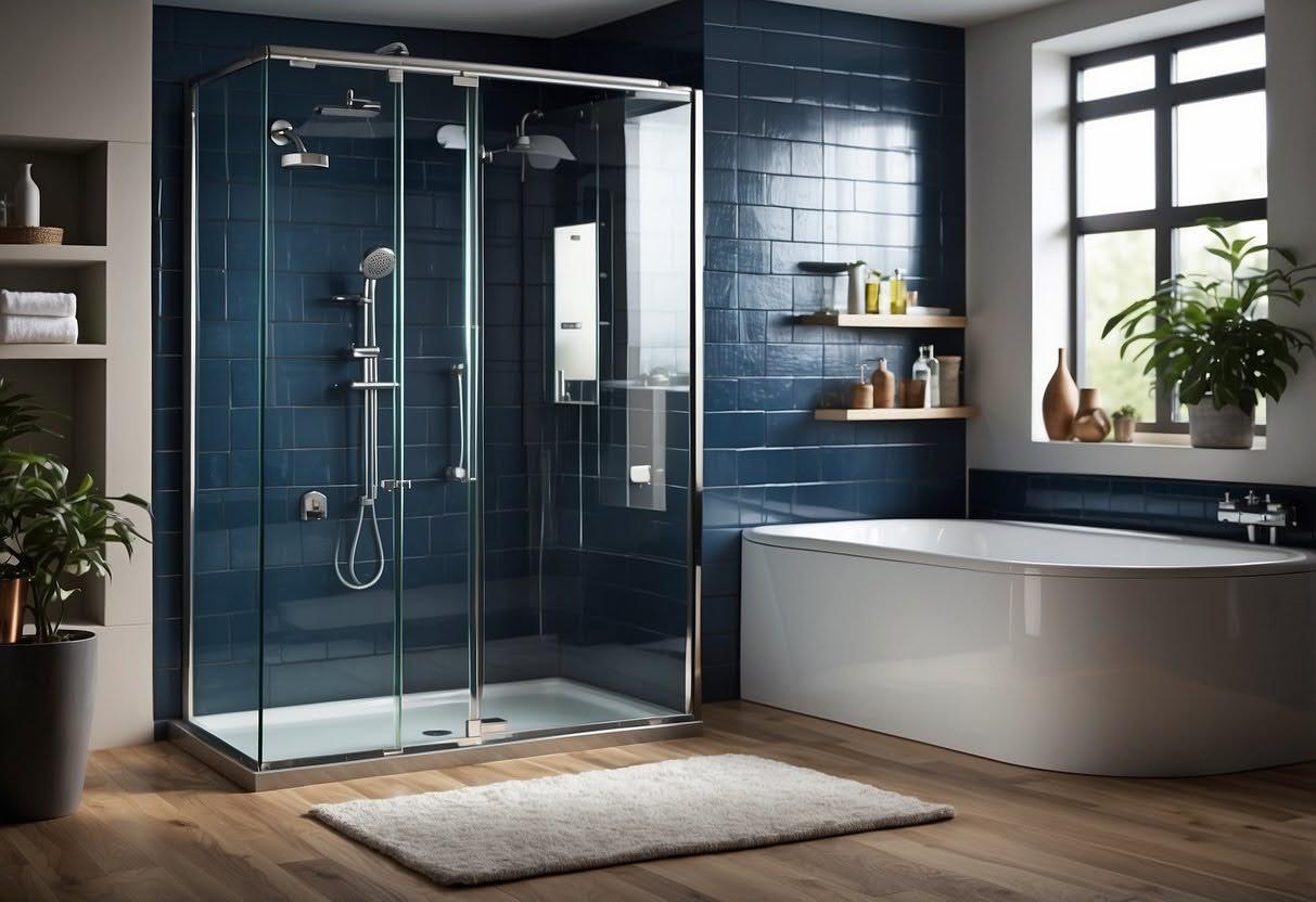 Salle de bain adaptée avec grande douche vitrée